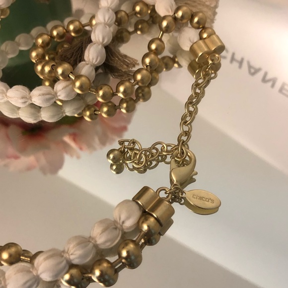 Chico’s Boho Neutral Mini Tassel Long Necklace - Picture 3 of 5